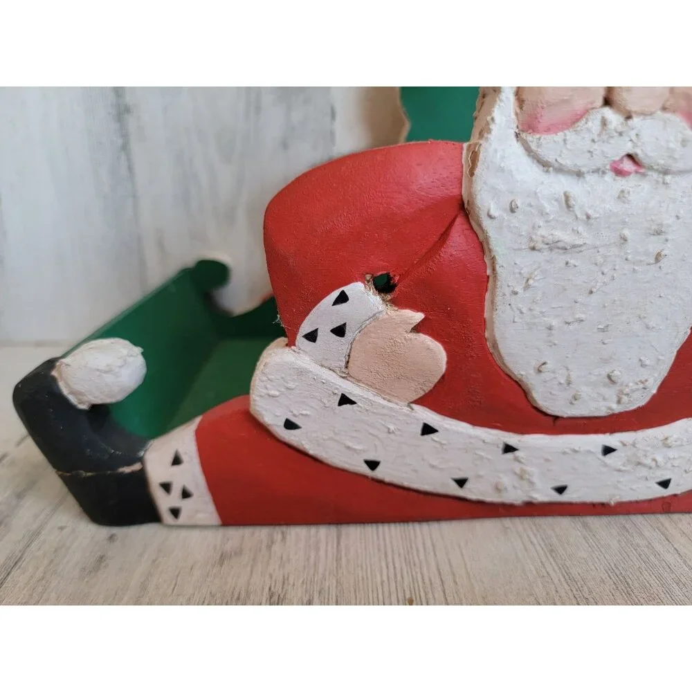 Vintage wooden Santa claus carrying box home decor xmas‎